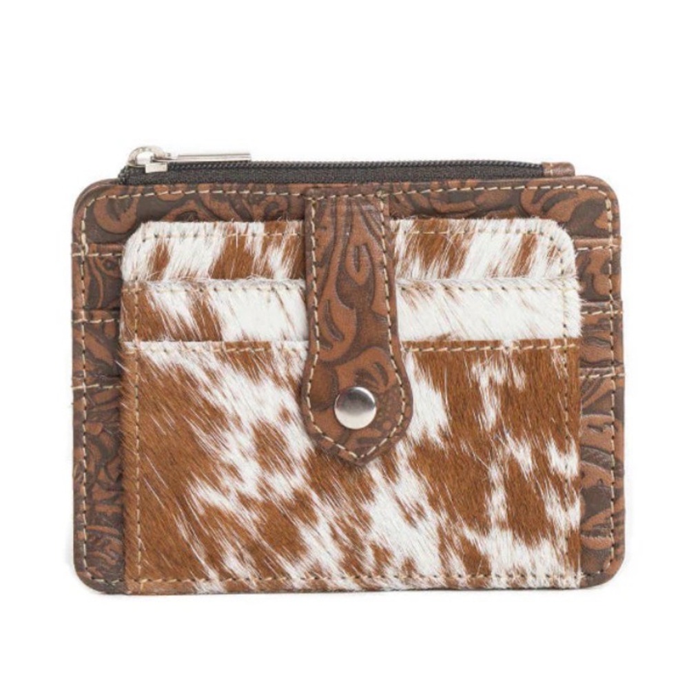 Western Wallet Brown and White Cowhide Card Holder Cowgirl Style Cowboy Style